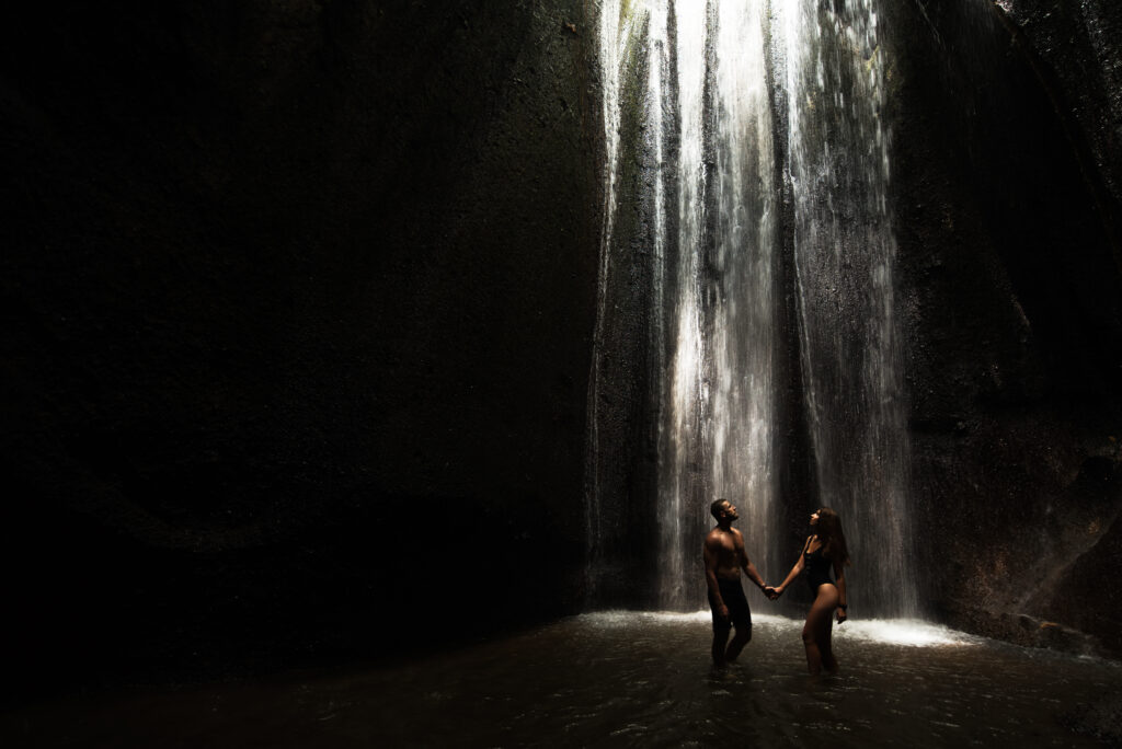 couple in waterfall