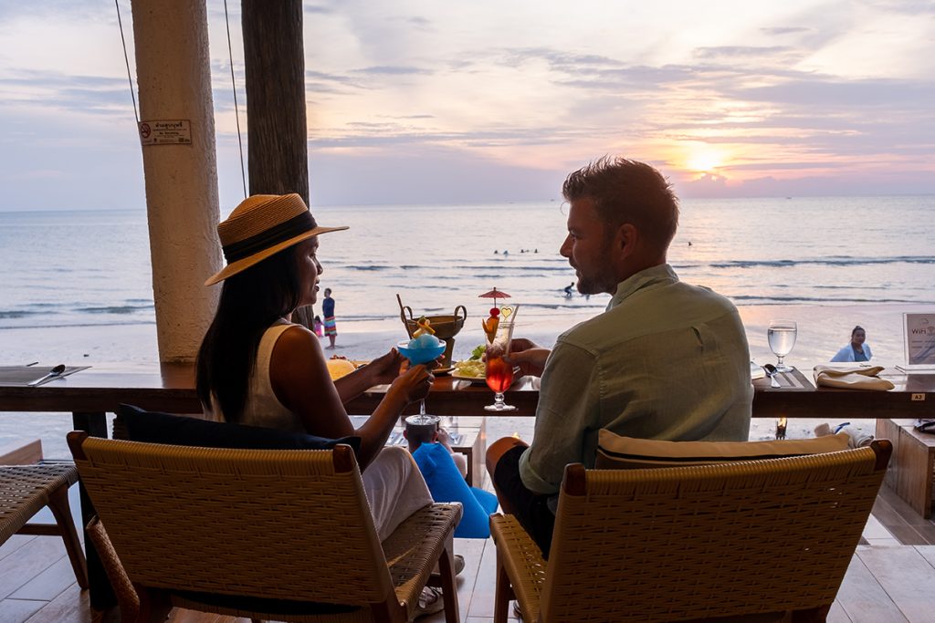 Cocktails and Sunset at a Beach Club